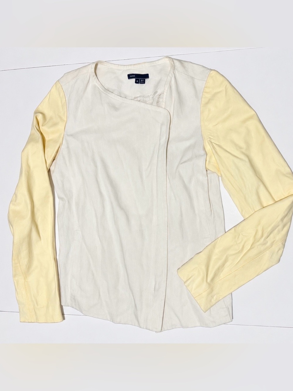 Vince Cream and Pale Yellow Asymmetrical Blazer